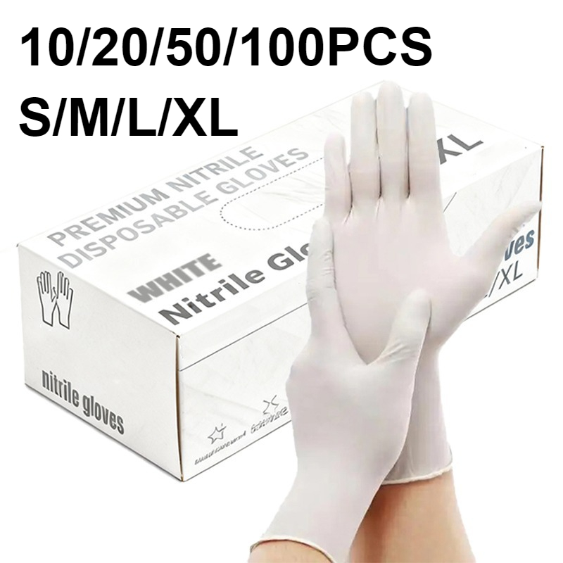 10/20/50/100PCS White Nitrile  - đánh giá và giá Medical Gloves